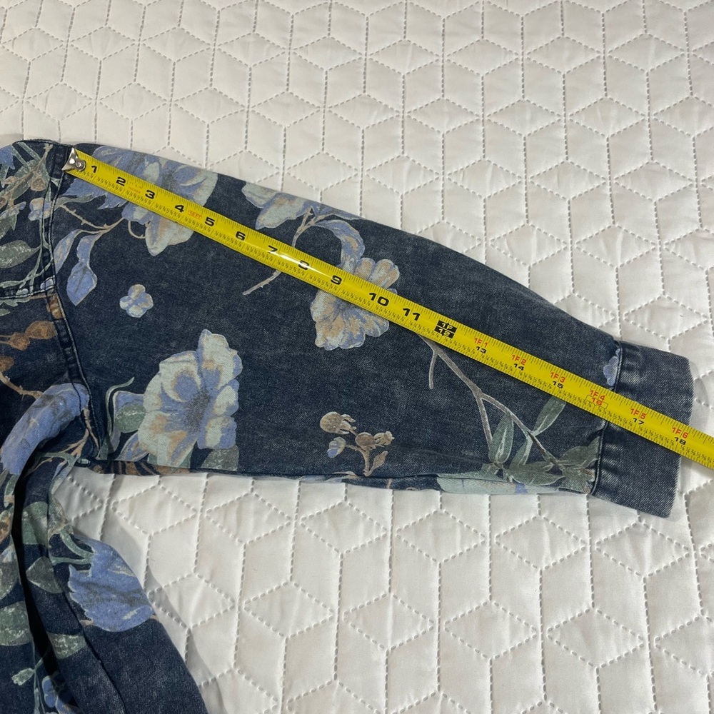 J.NNA Floral Denim Jacket 1XL Blue Cottagecore Oversized Button Front NWT - Picture 11 of 13